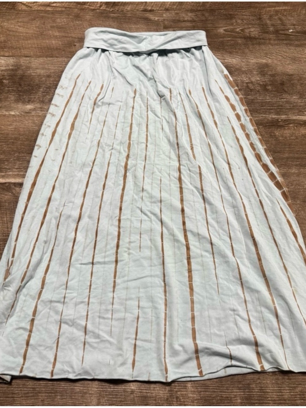 Light Blue and Tan Tie-Dye Maxi Skirt — Women’s Flowing Summer Skirt - Picture 8 of 8